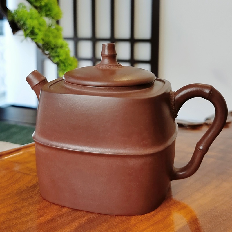 新功茶馆 紫砂壶（黄龙山原矿紫泥）中式复古泡茶壶茶壶单壶乌龟手抓壶紫砂壶