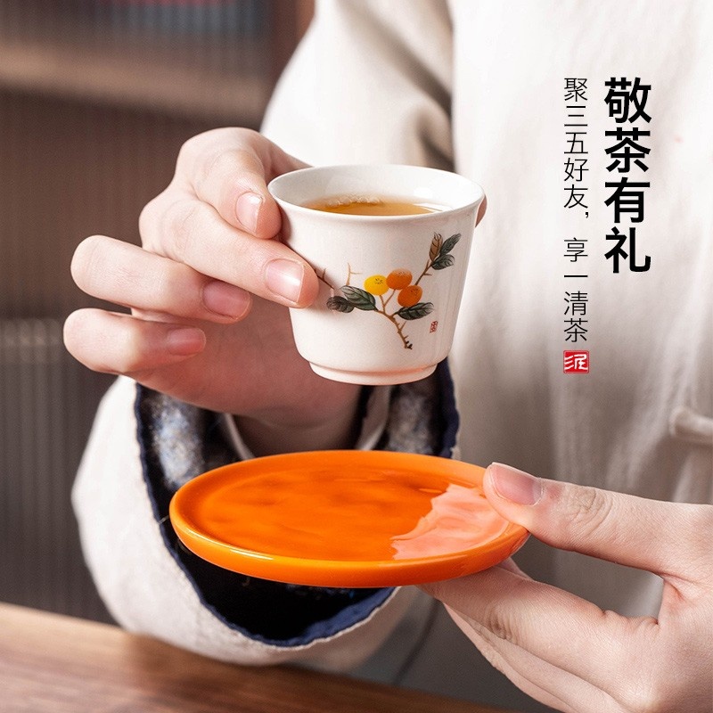 新功茶馆 草木灰旅行功夫茶具套装便携式一壶四杯手绘陶瓷